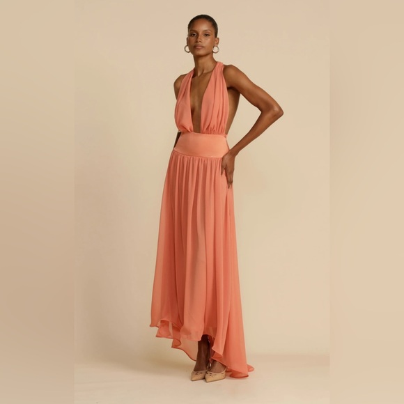 Arcina Ori Dresses & Skirts - Arcina Ori Serena Dress | Coral Halter Maxi | Drop Waist | NWT XS